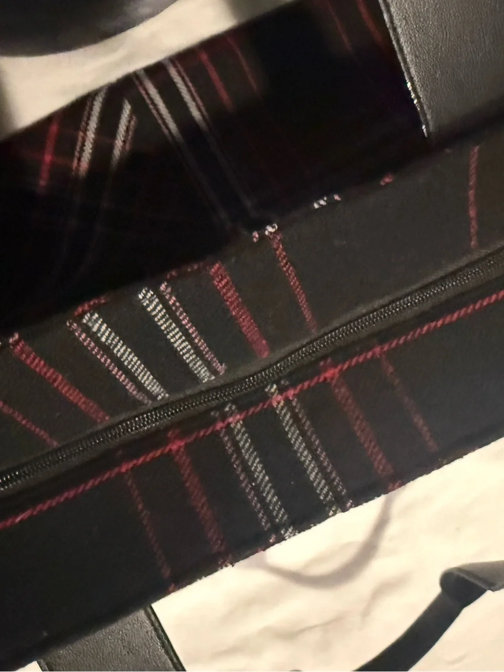 Victoria’s Secret Plaid Tote Bag Large Red Black Check Shopper Travel